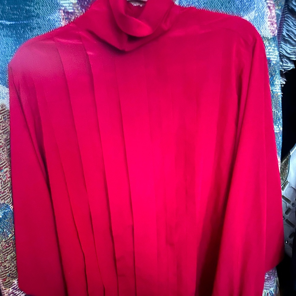 vintage high neck blouse, no size on tag, fits like medium